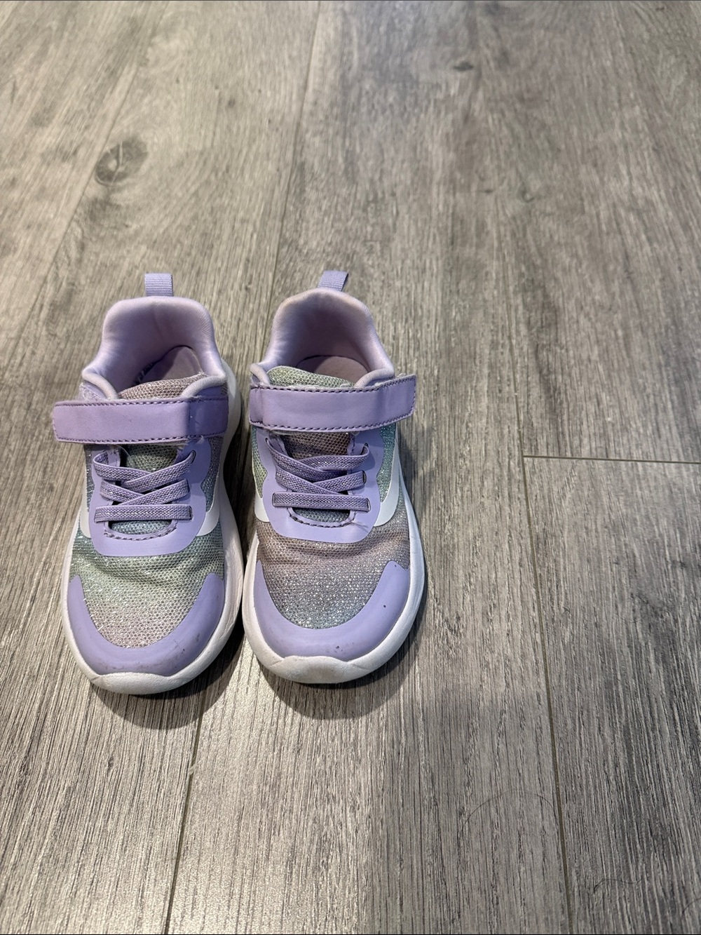 Skechers Kids' Lavender and Silver Hook-and-Loop  sneakers memory foam worn few